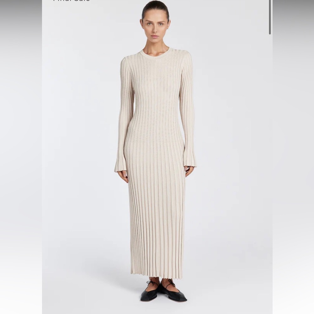 ADA STONE LONG SLEEVE MIDI DRESS
S / STONE